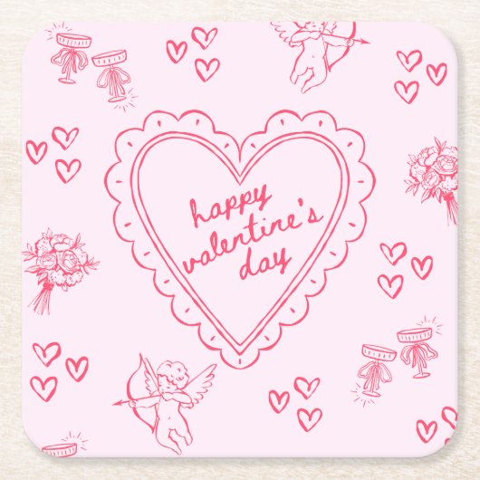 Galentine’s Day Valentine Girly Invitation Kartonnen Onderzetters (Voorkant)