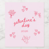 Galentine’s Day Valentine Girly Party Wijn Etiket (Enkel label)