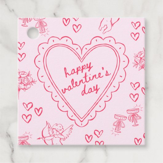 Galentine’s Day Valentine Girly Pink Bedankjes Labels (Voorkant)