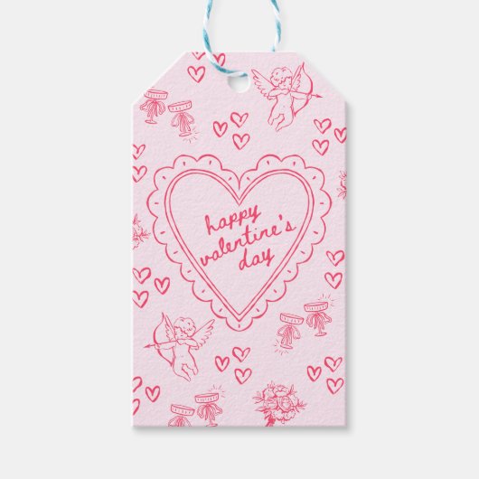 Galentine’s Day Valentine Girly Pink Cadeaulabel (Voorkant)
