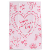 Galentine’s Day Valentine Girly Pink Medium Cadeauzakje (Achterkant)