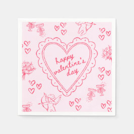 Galentine’s Day Valentine Girly Pink Servet