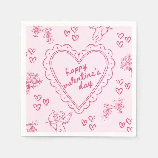 Galentine’s Day Valentine Girly Pink Servet (Voorkant)
