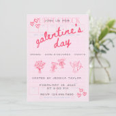 Galentine’s Day Valentines Girly Invitation Kaart (Staand voorkant)