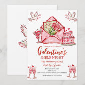 Galentine’s Girls Night Party Valentine Kaart (Voorkant / Achterkant)