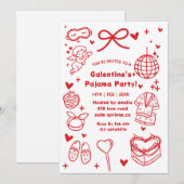 Galentine’s Pajama, Night Valentine Hand Drawn  Kaart (Voorkant / Achterkant)