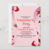 Galentine’s Party Invitation, Pink Heart & Bow Bir Save The Date (Voorkant)