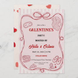 Galentine’s Party Invitation Printable, Pink & Red Kaart