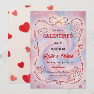 Galentine’s Party Invitation Printable, Pink & Red Kaart