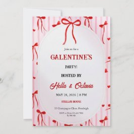 Galentine’s Party Invitation Printable, Pink & Red Kaart