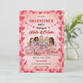 Galentine’s Party Invitation Printable, Pink & Red Kaart (Staand voorkant)