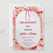 Galentine’s Party Invitation Printable, Pink & Red Kaart (Voorkant)