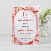 Galentine’s Party Invitation Printable, Pink & Red Kaart (Staand voorkant)