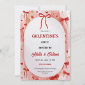 Galentine’s Party Invitation Printable, Pink & Red Kaart (Voorkant)