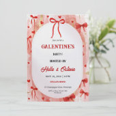 Galentine’s Party Invitation Printable, Pink & Red Kaart (Staand voorkant)