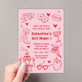 Galentine’s Party, Night Valentine Hand Drawn Acryl Uitnodigingen (Insitu (Draagbaar))