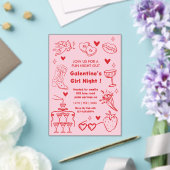 Galentine’s Party, Night Valentine Hand Drawn Acryl Uitnodigingen (Insitu (Huwelijk))