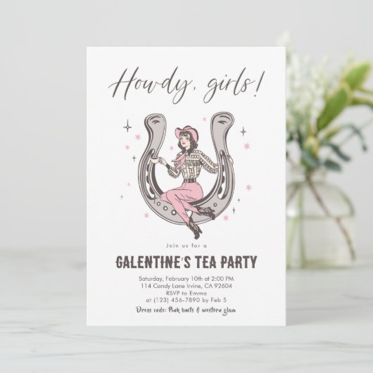 Galentine’s Tea Party Invitation Kaart (Staand voorkant)