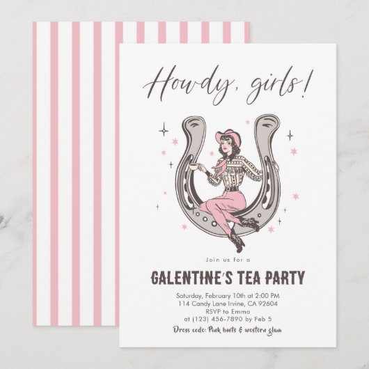 Galentine’s Tea Party Invitation Kaart (Voorkant / Achterkant)