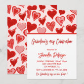 Galentine uitnodiging Brunch roze en rode vrienden (Voorkant / Achterkant)