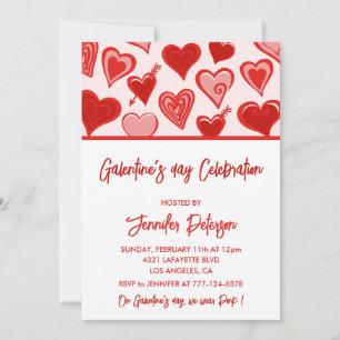 Galentine uitnodiging Brunch roze en rood Vrienden