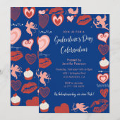 Galentine uitnodiging Moderne brunch roze en rood (Voorkant / Achterkant)