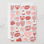 Galentine uitnodiging roze en rode brunch harten (Achterkant)