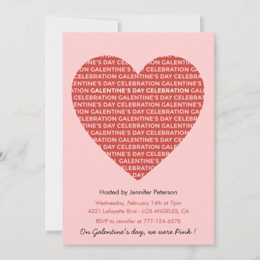 Galentine uitnodiging roze en rode Valentijn (Voorkant)
