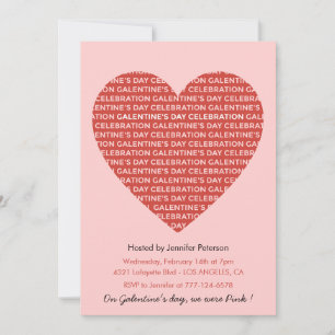Galentine uitnodiging roze en rode Valentijn