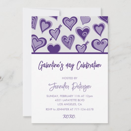 Galentine uitnodiging xoxo Valentijnse  harten mod (Voorkant)