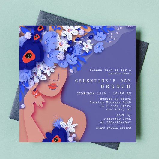 Galentinedag Brunch Modern Girly Floral Kaart