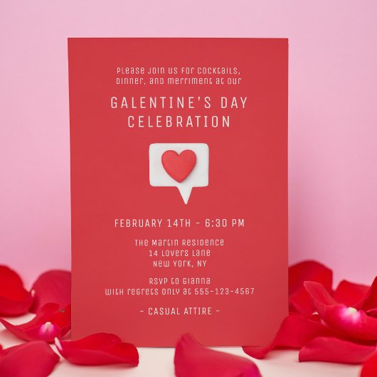 Galentinedag: Cute Modern Red Heart Kaart