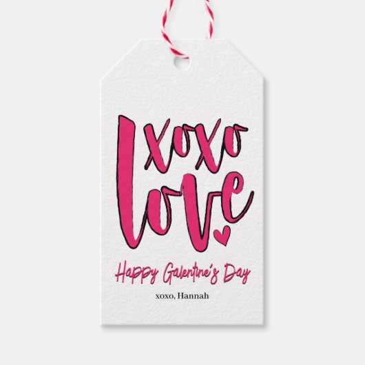 Galentinedag XOXO Love Bold Pink Cadeaulabel (Voorkant)