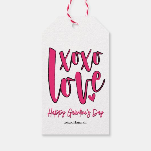 Galentinedag XOXO Love Bold Pink Cadeaulabel (Achterkant)