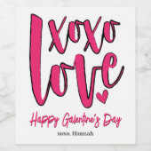 Galentinedag XOXO Love Bold Pink Wijn Etiket (Enkel label)