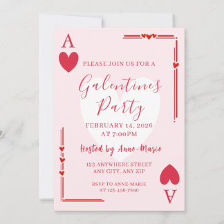 Galentines Aas Harten Meisjes Valentijns Uitnodigi Kaart