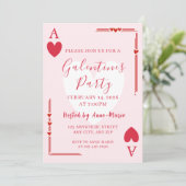 Galentines Ace Hearts Girls Valentines Invite Kaart (Staand voorkant)