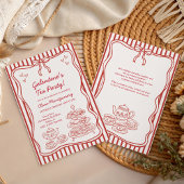 Galentines Afternoon Tea Party Hand Drawn Kaart