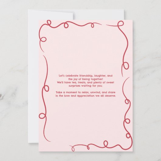 Galentines Afternoon Tea Party Hand getekend Kaart (Achterkant)