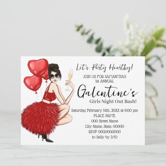 Galentine's Bash Girls Night Out Valentijns's Part Kaart (Staand voorkant)
