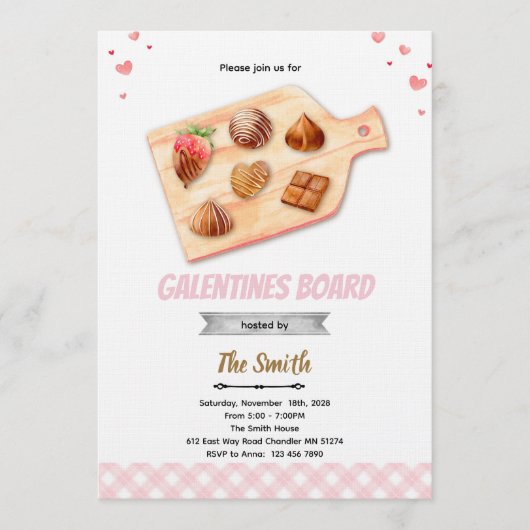 Galentine's Board Feest Uitnodiging (Voorkant)