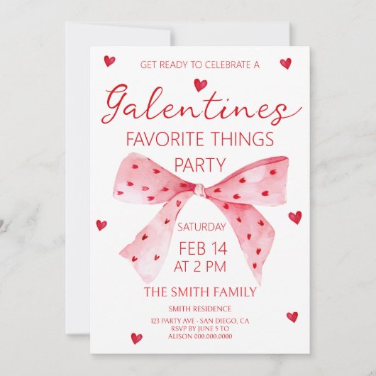 Galentine's Bow party Kaart (Voorkant)