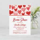 Galentines bruids douche uitnodiging Red Pink (Staand voorkant)