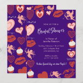 Galentines bruiloftsfeest uitnodiging Paars Cute (Voorkant / Achterkant)