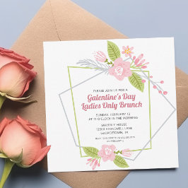 Galentines Brunch Chic Valentijnsdag Invitation Feestdagenkaart