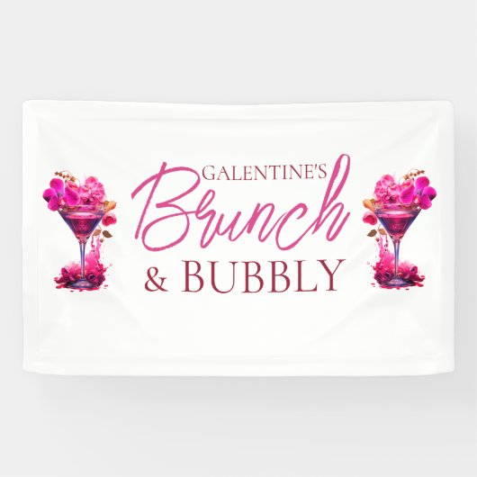 Galentine's brunch en bubbelbanier spandoek (Horizontaal)
