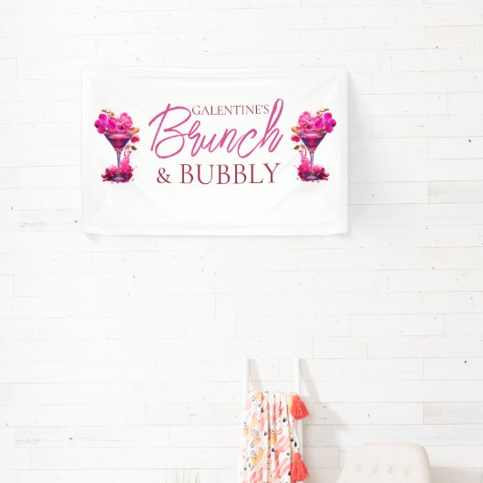 Galentine's brunch en bubbelbanier spandoek (Insitu)
