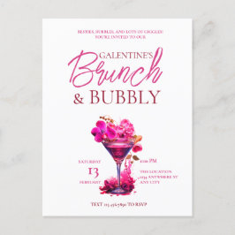 Galentine's Brunch en Bubble Invitation Briefkaart