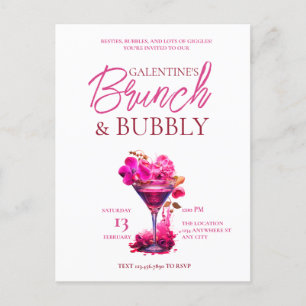 Galentine's Brunch en Bubble Invitation Briefkaart