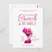 Galentine's Brunch en Bubble Invitation Briefkaart (Voorkant / Achterkant)